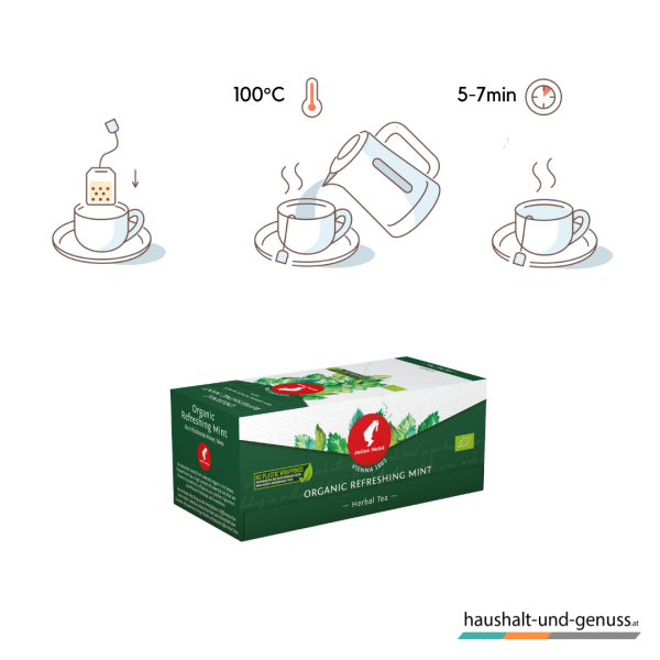 Julius Meinl Bio Tee Erfrischende Minze, Kräutertee, Ziehzeit